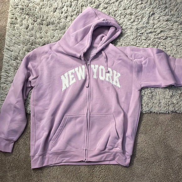 New York Zip Up purple oversized hoodie XXL - Picture 1 of 3